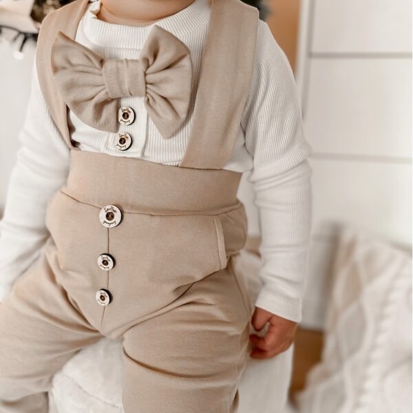 Komplet chłopięcy SPODNIE+ BODY/KOSZULKA BEŻ