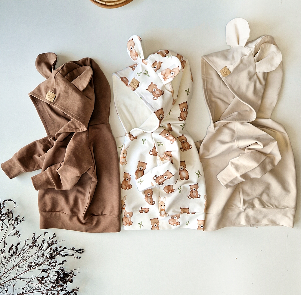 BLUZA kapturek uszy MIŚ basic KOLORY