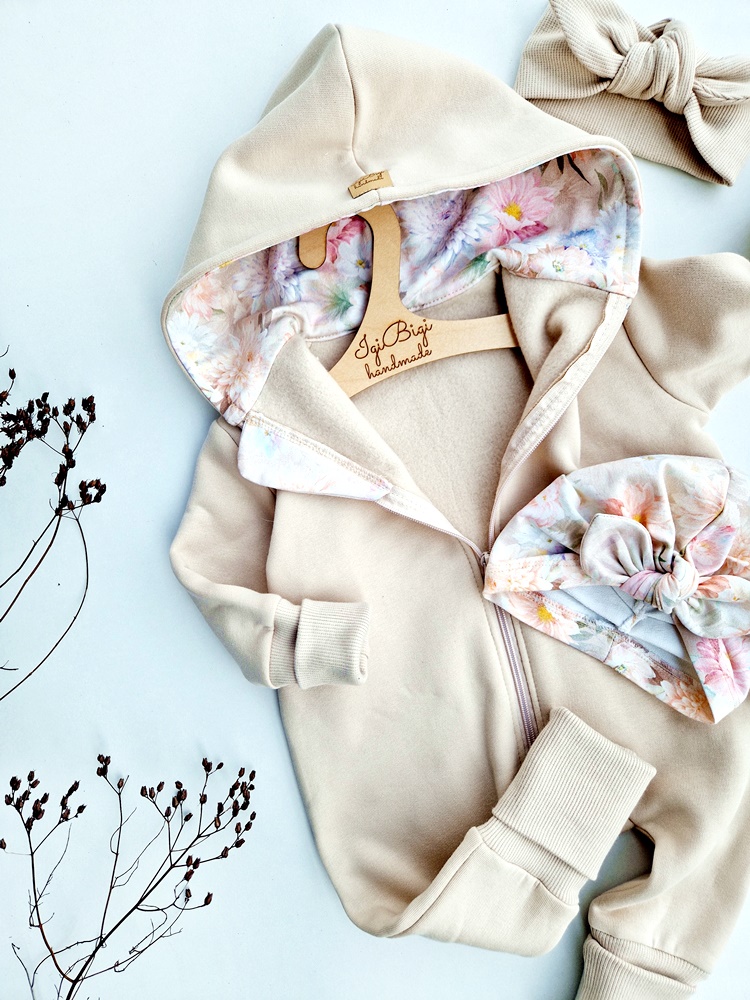 KOMBINEZON dresówka drapana JASNY BEŻ flow