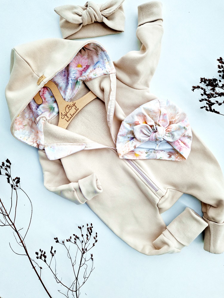 KOMBINEZON dresówka drapana JASNY BEŻ flow