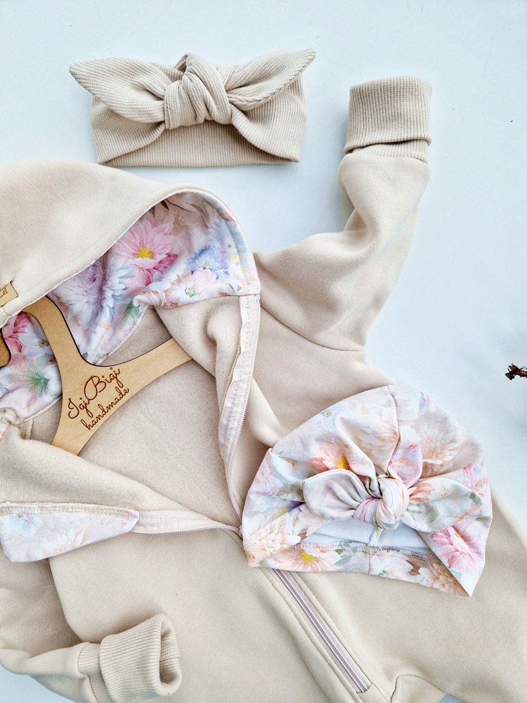 KOMBINEZON dresówka drapana JASNY BEŻ flow