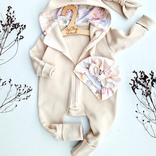 KOMBINEZON dresówka drapana JASNY BEŻ flow