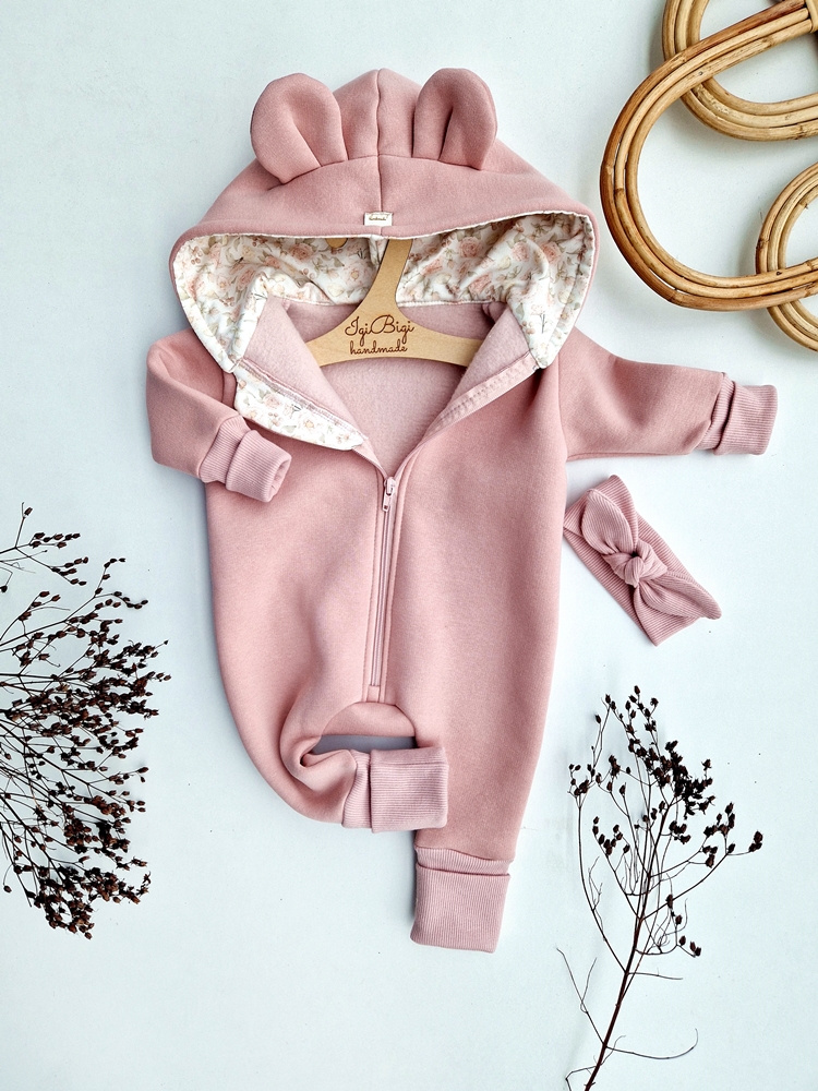 KOMBINEZON dresówka drapana BRUDNY RÓŻ