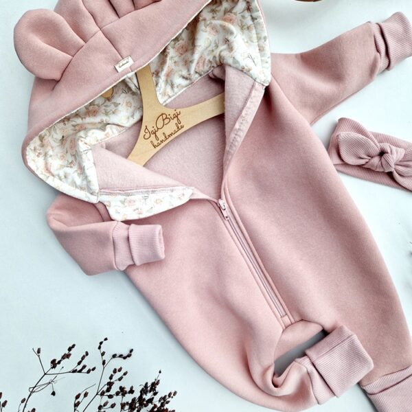 KOMBINEZON dresówka drapana BRUDNY RÓŻ