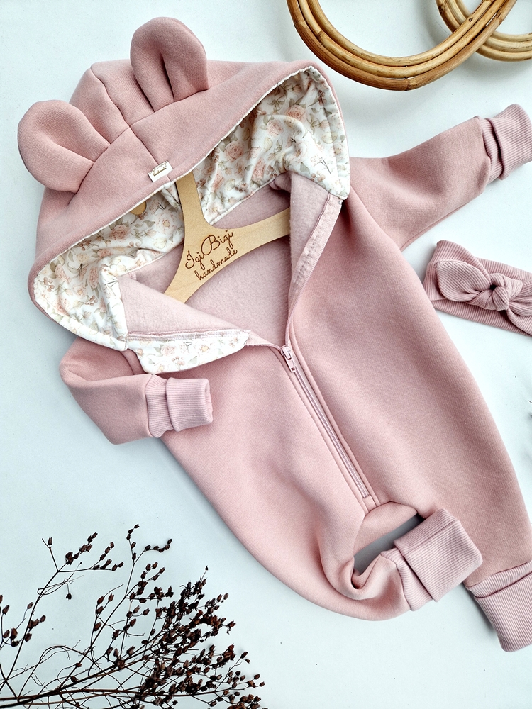 KOMBINEZON dresówka drapana BRUDNY RÓŻ