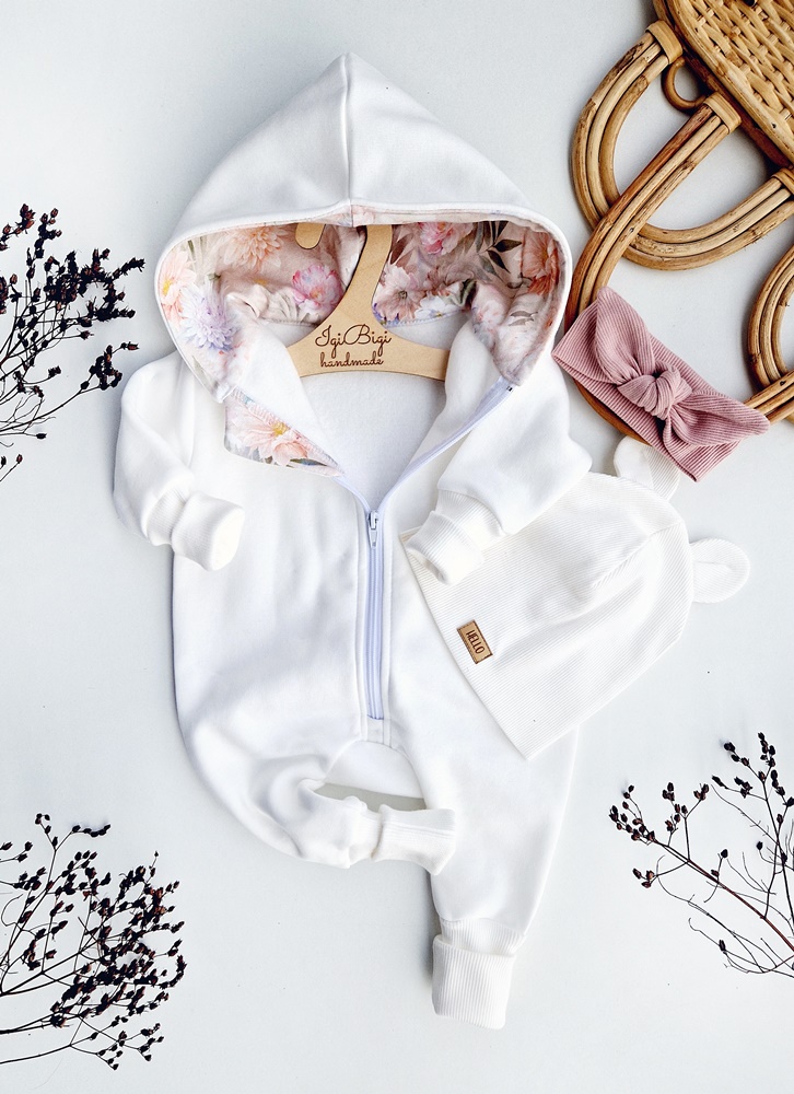 KOMBINEZON dresówka drapana ŚMIETANKA