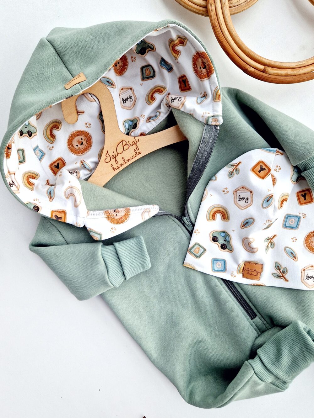 KOMBINEZON dresówka drapana BRUDNA MIĘTA boy