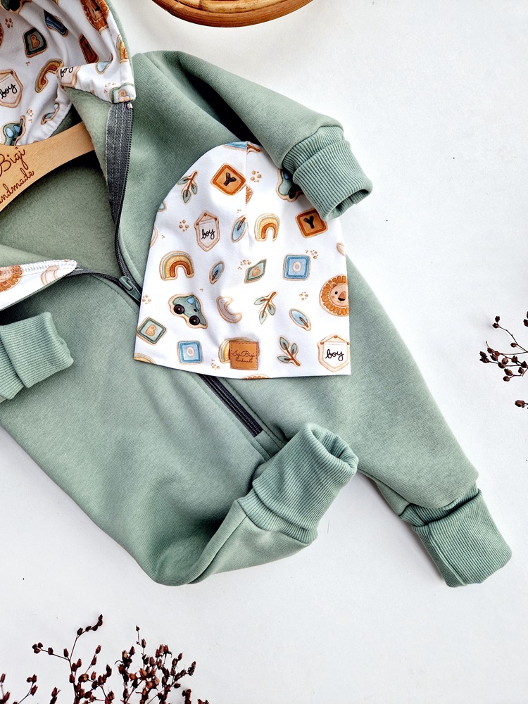 KOMBINEZON dresówka drapana BRUDNA MIĘTA boy