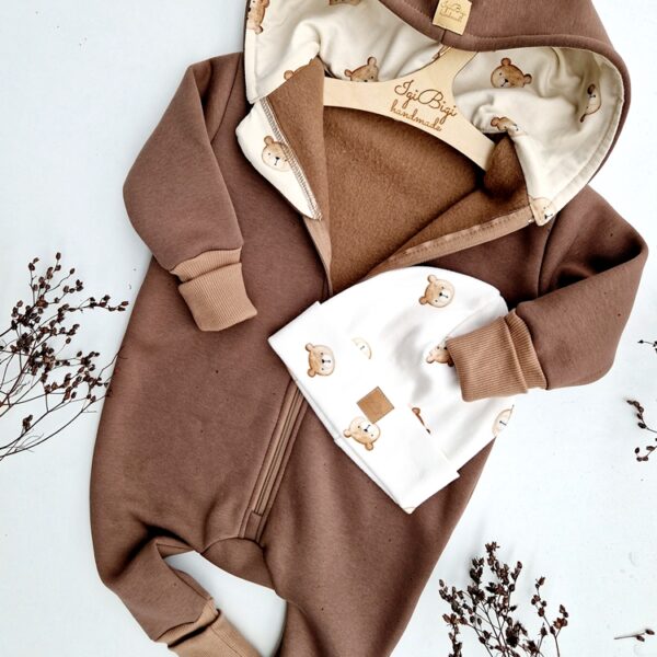 KOMBINEZON dresówka drapana ORZECH misiaki