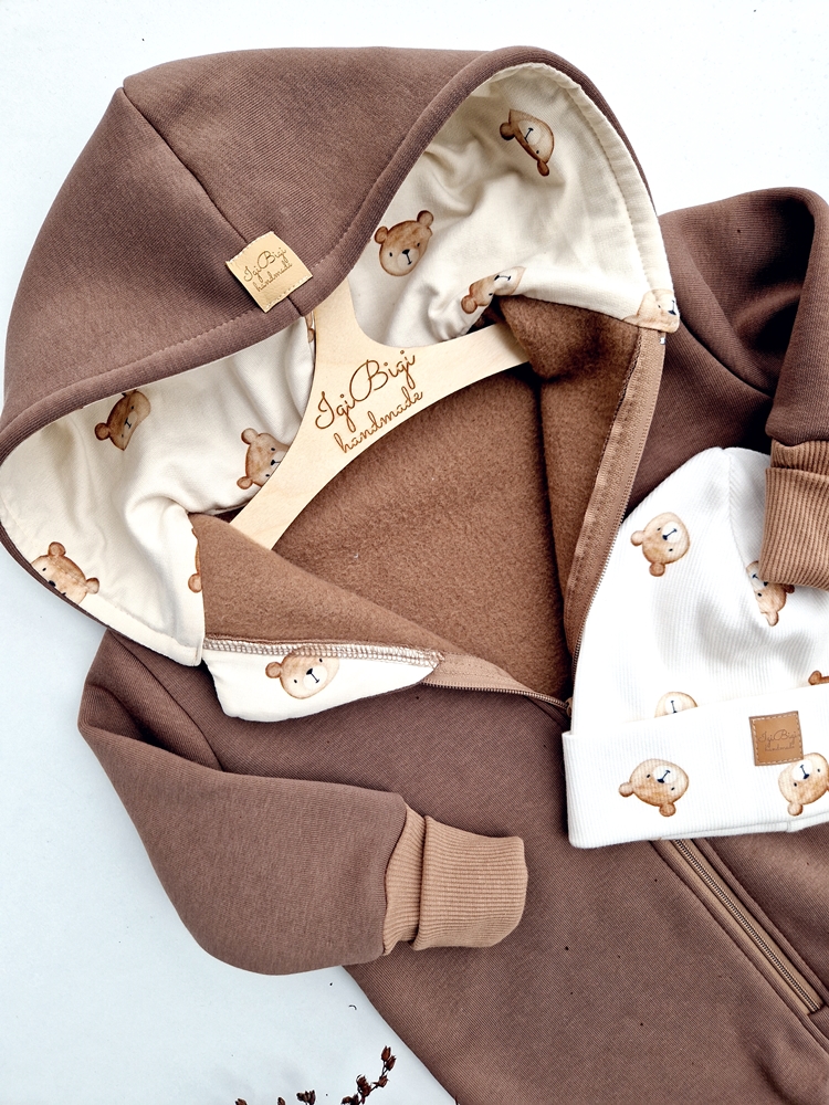 KOMBINEZON dresówka drapana ORZECH misiaki