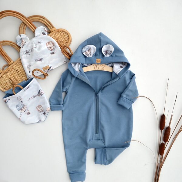 KOMBINEZON dresowy BRUDNY NIEBIESKI balony