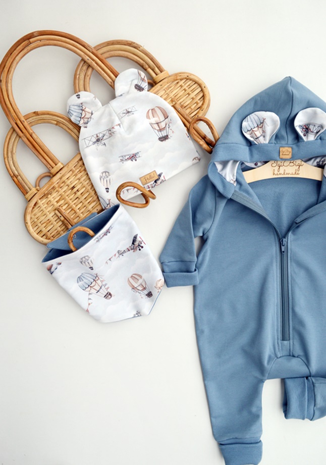 KOMBINEZON dresowy BRUDNY NIEBIESKI balony