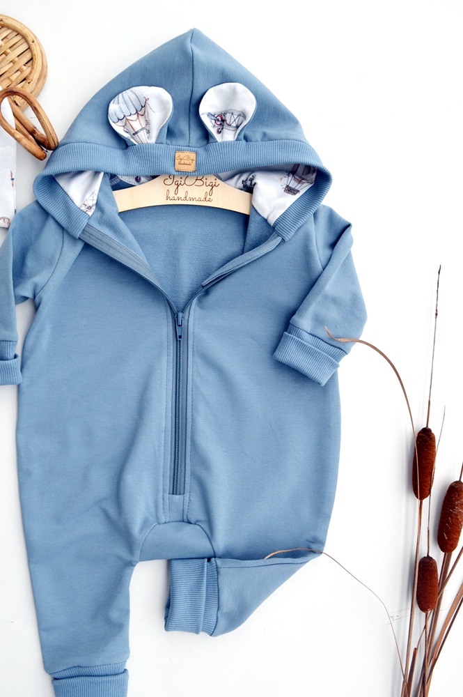 KOMBINEZON dresowy BRUDNY NIEBIESKI balony