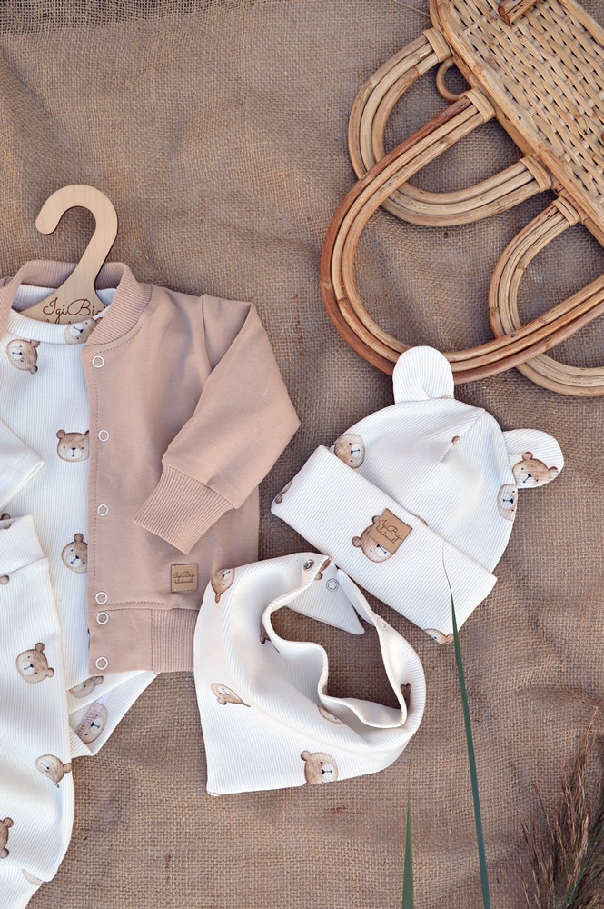 KOMBINEZON dresówka drapana ORZECH misiaki