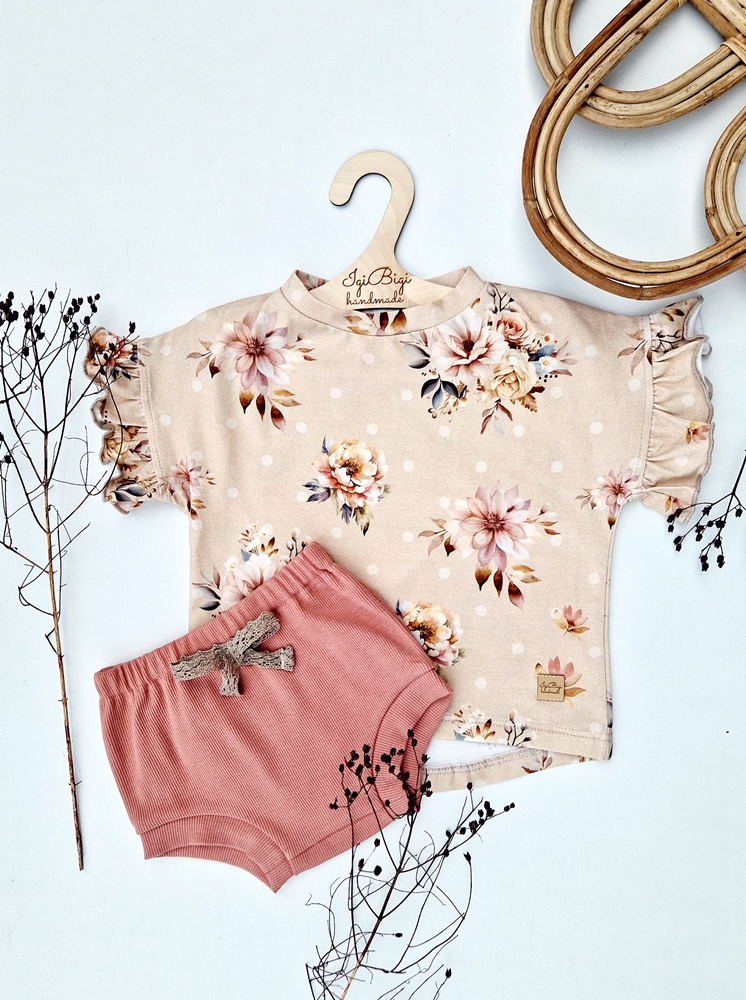 BLOOMERSIKI prążkowane KOLORY z KORONKĄ