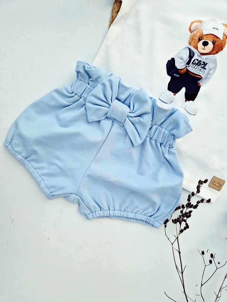 T-SHIRT misia + bloomersy kokardka baby blue