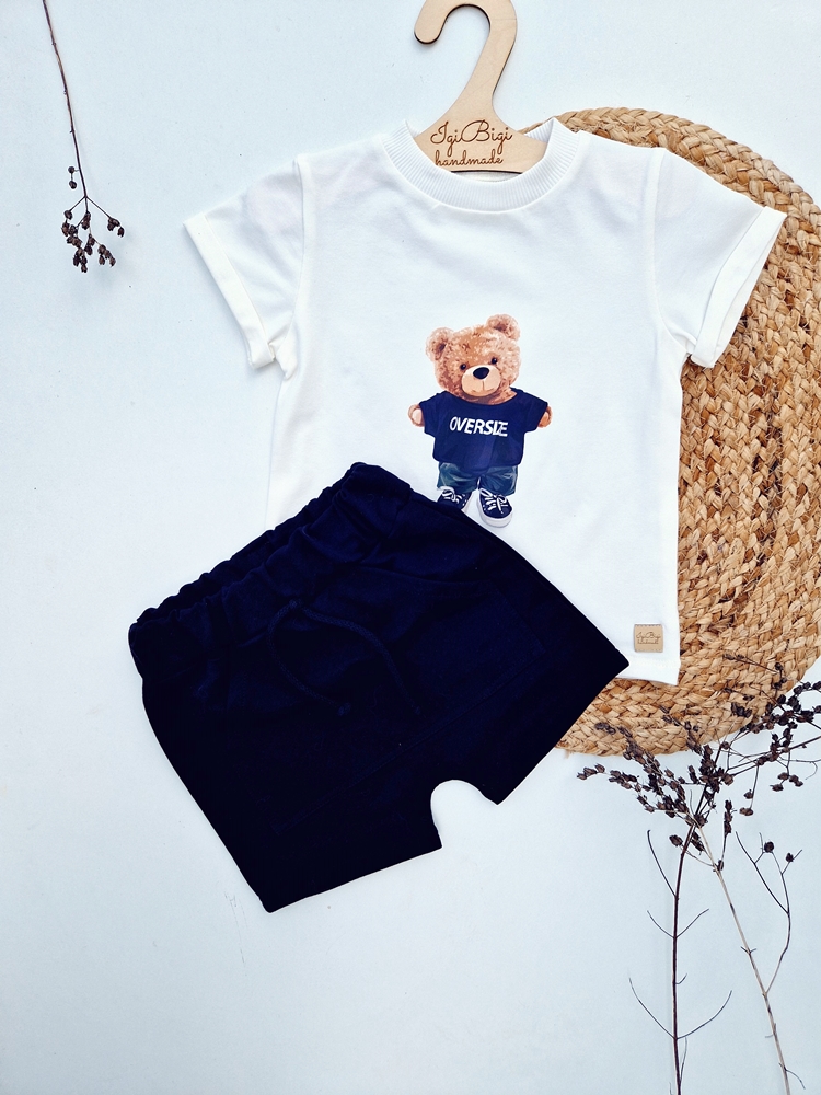 T-SHIRT miś +baggy czarne