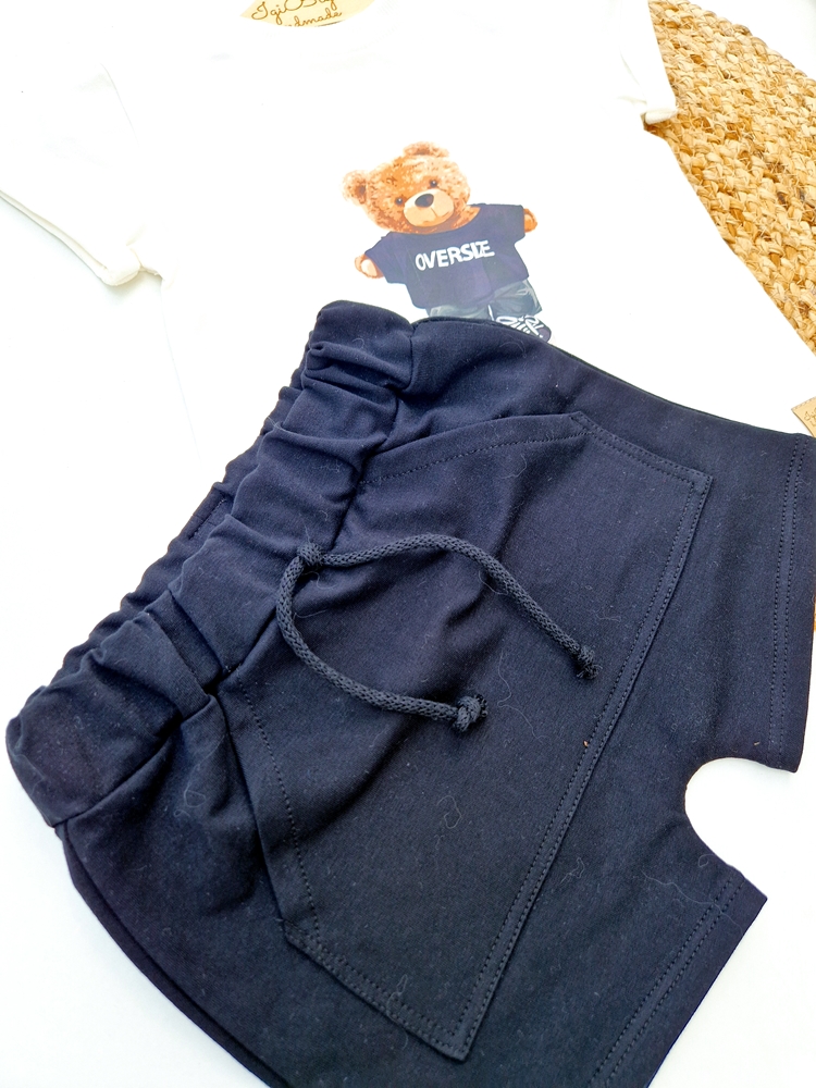 T-SHIRT miś +baggy czarne