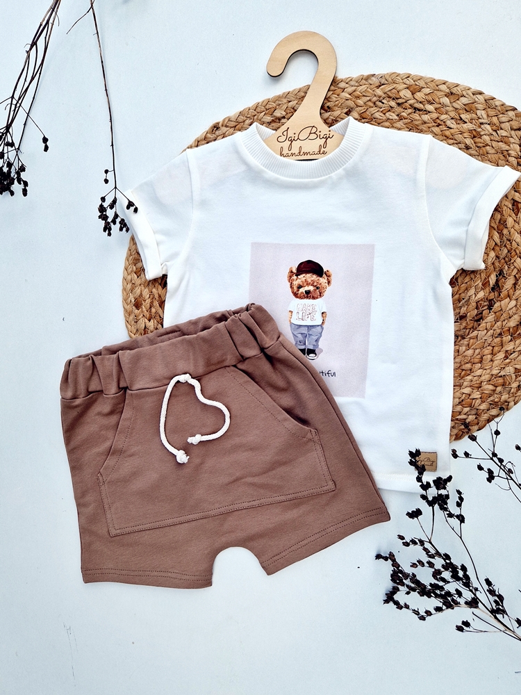 T-SHIRT miś +baggy orzech