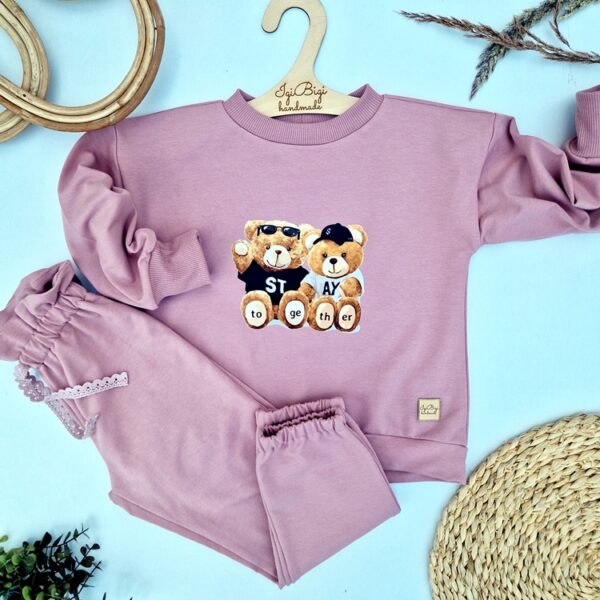 DRESIK dziewczęcy BRUDNY RÓŻ misie