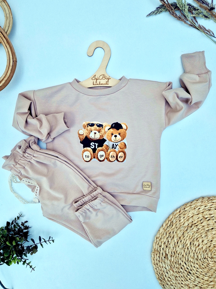 DRESIK dziewczęcy BEŻOWY  misie