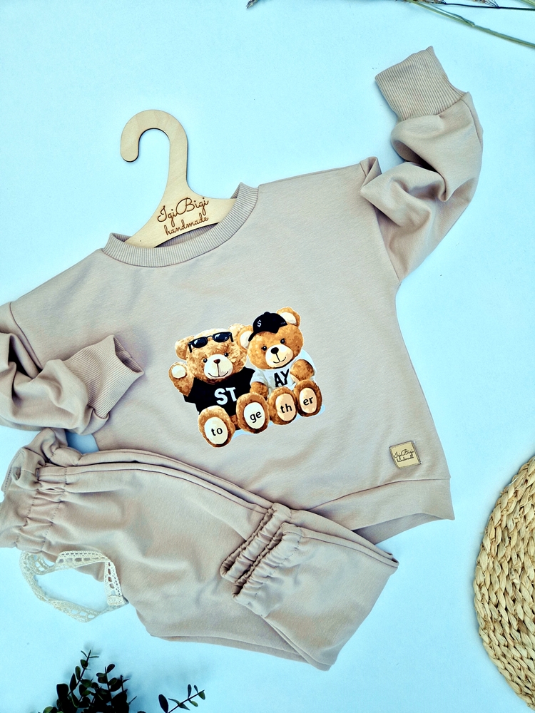 DRESIK dziewczęcy BEŻOWY  misie