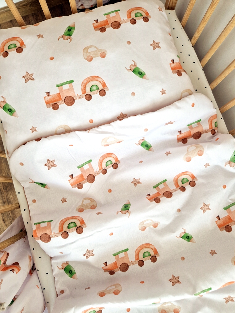 ZESTAWY przedszkolaka POCIĄGI KLASYCZNA bawełna