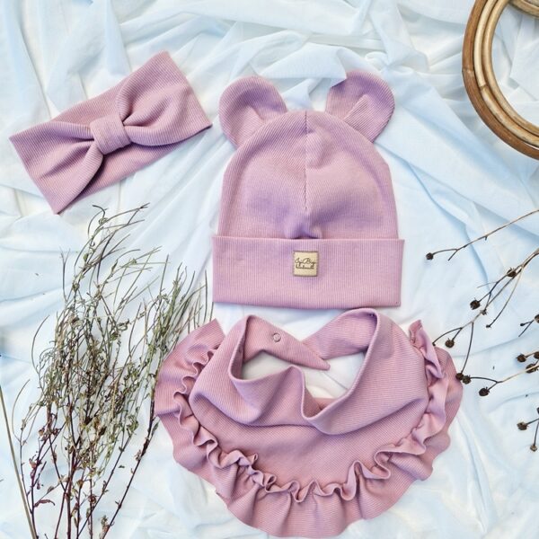 Czapka prążkowana JASNY BRUDNY RÓŻ - różne fasony