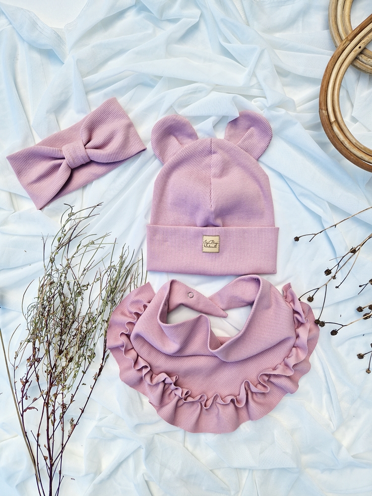 Czapka prążkowana JASNY BRUDNY RÓŻ - różne fasony