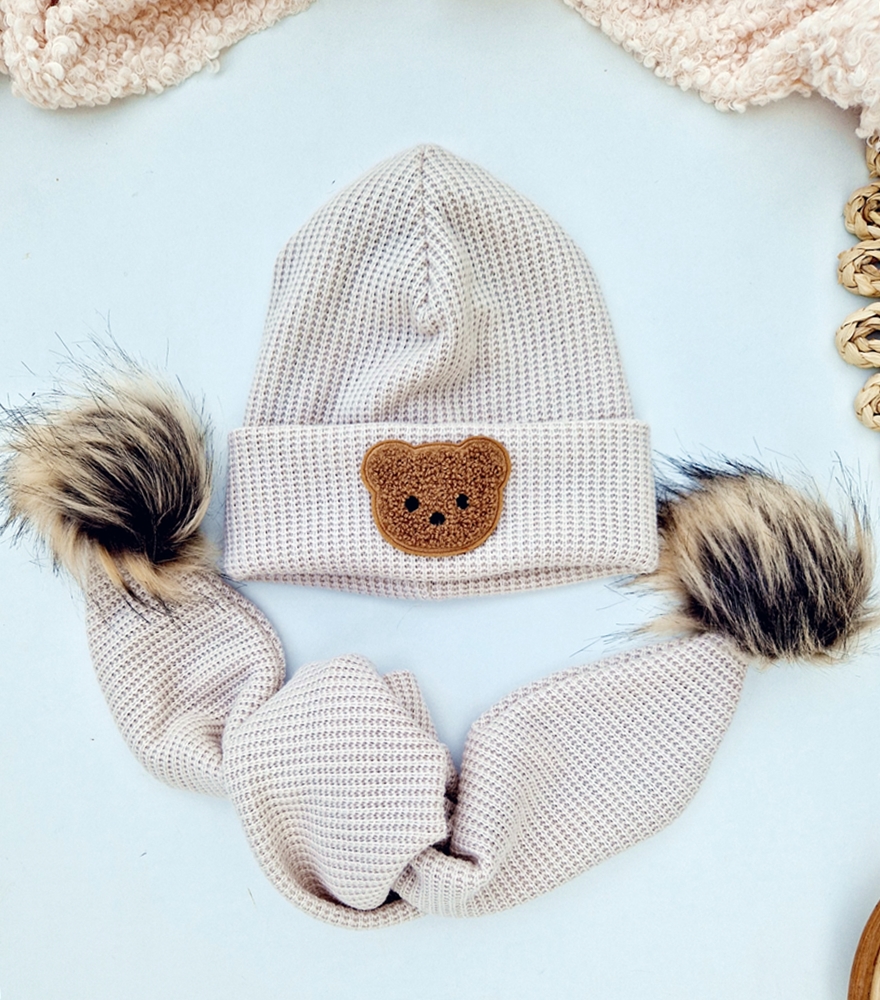 Czapka sweterkowa MISIO jasny beż