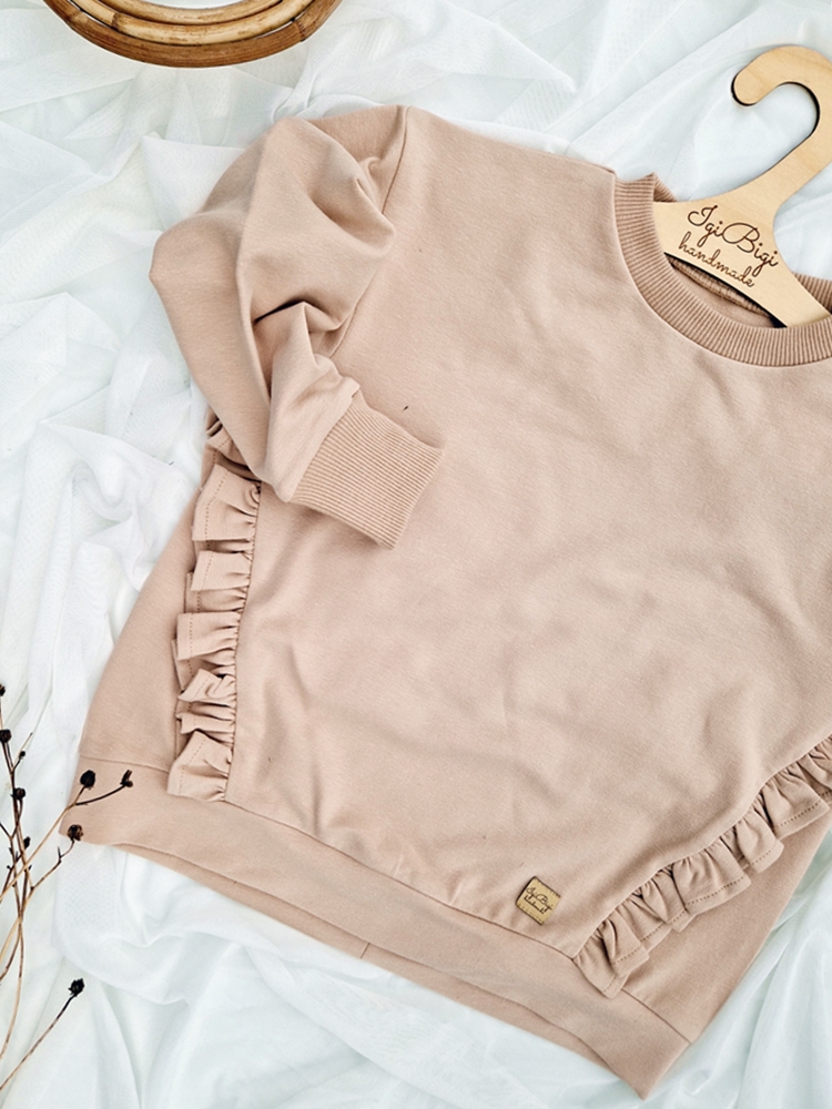 BLUZA BASIC falbanki FLORI beż