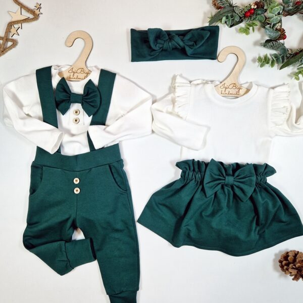 Komplet chłopięcy SPODNIE+ BODY/KOSZULKA ZIELEŃ