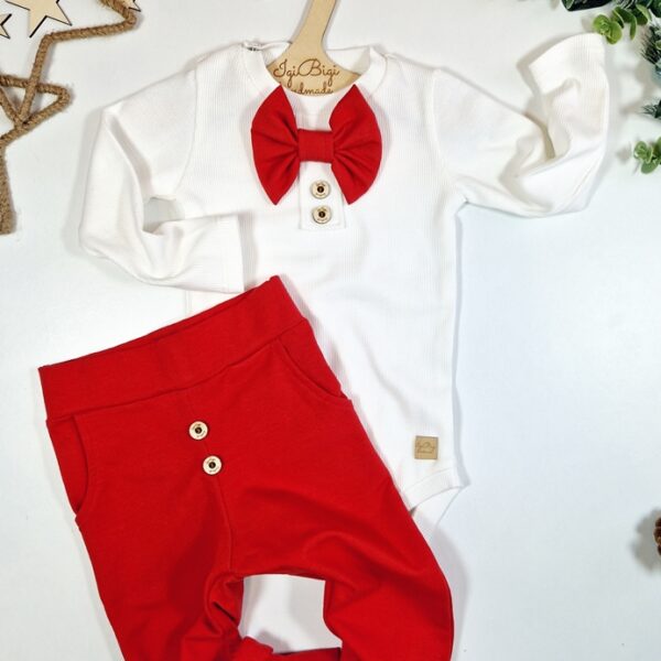 Komplet chłopięcy SPODNIE+ BODY/KOSZULKA CZERWIEŃ
