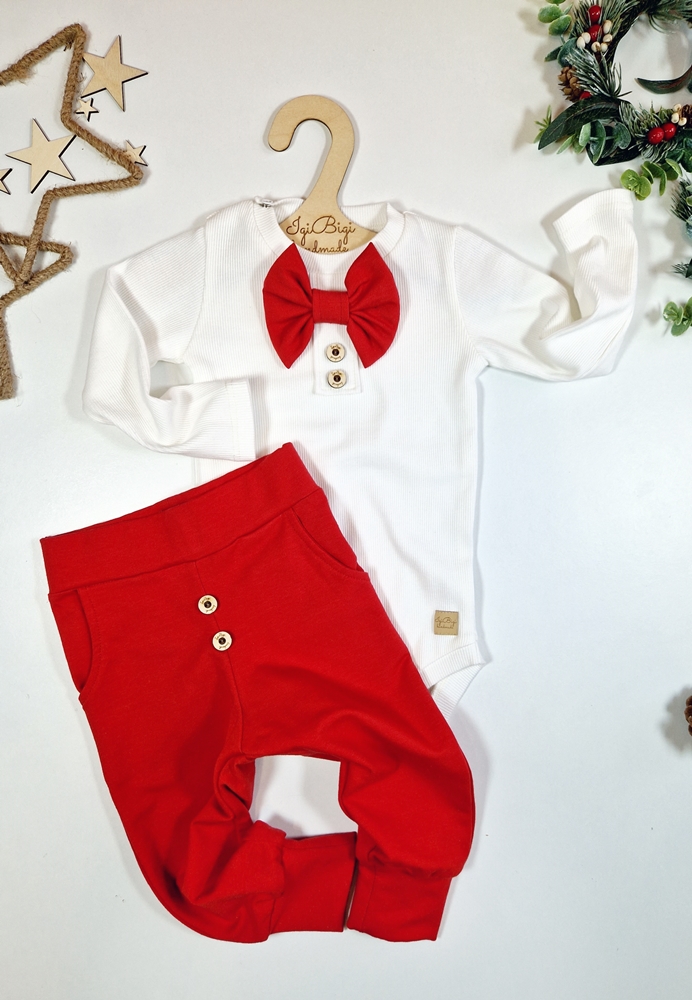 SPODNIE z guziczkami CZERWIEŃ