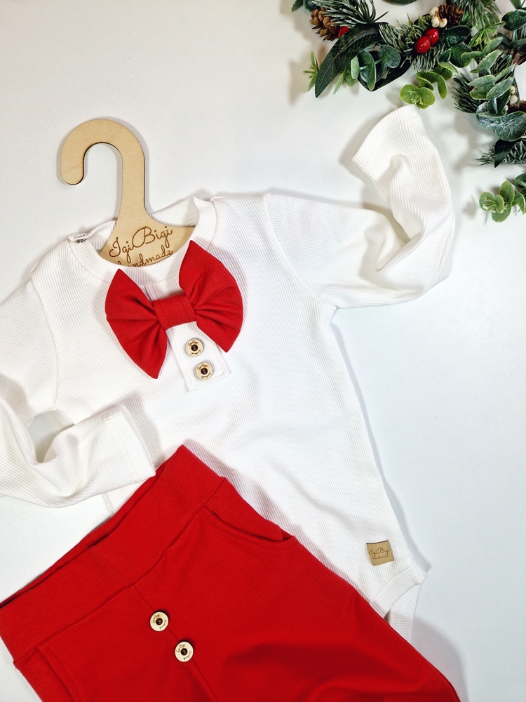 SPODNIE z guziczkami CZERWIEŃ