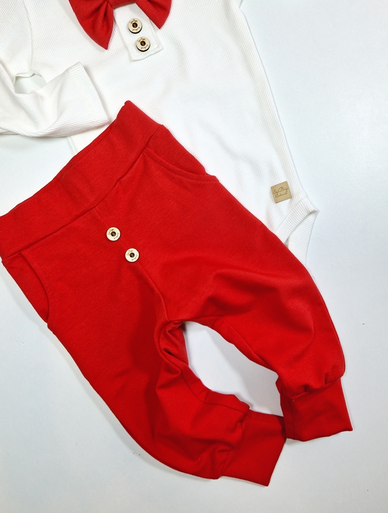SPODNIE z guziczkami CZERWIEŃ