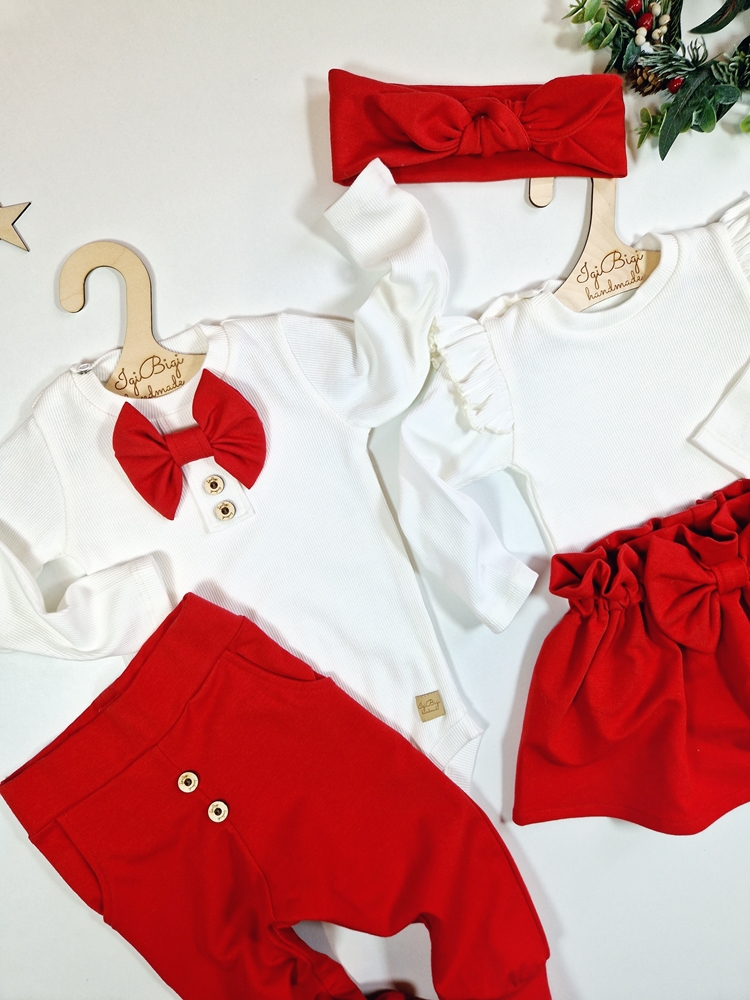 SPODNIE z guziczkami CZERWIEŃ