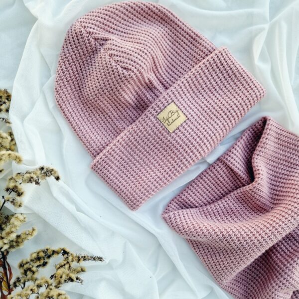 Czapka sweterkowa JASNY BRUDNY RÓŻ