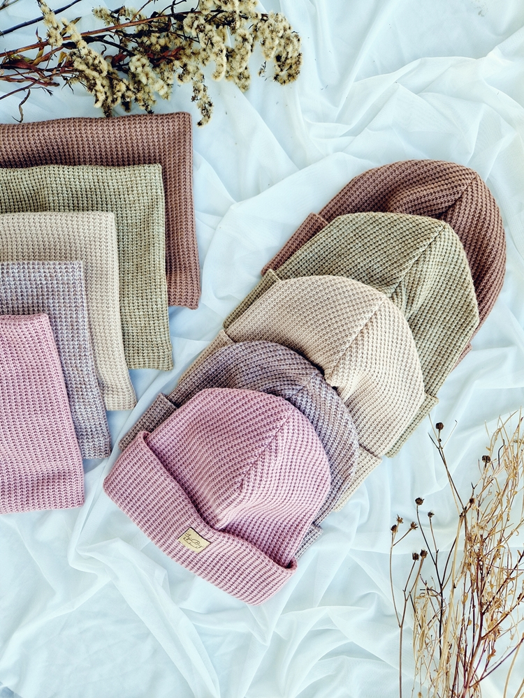 Czapka sweterkowa BEŻOWY MELANŻ