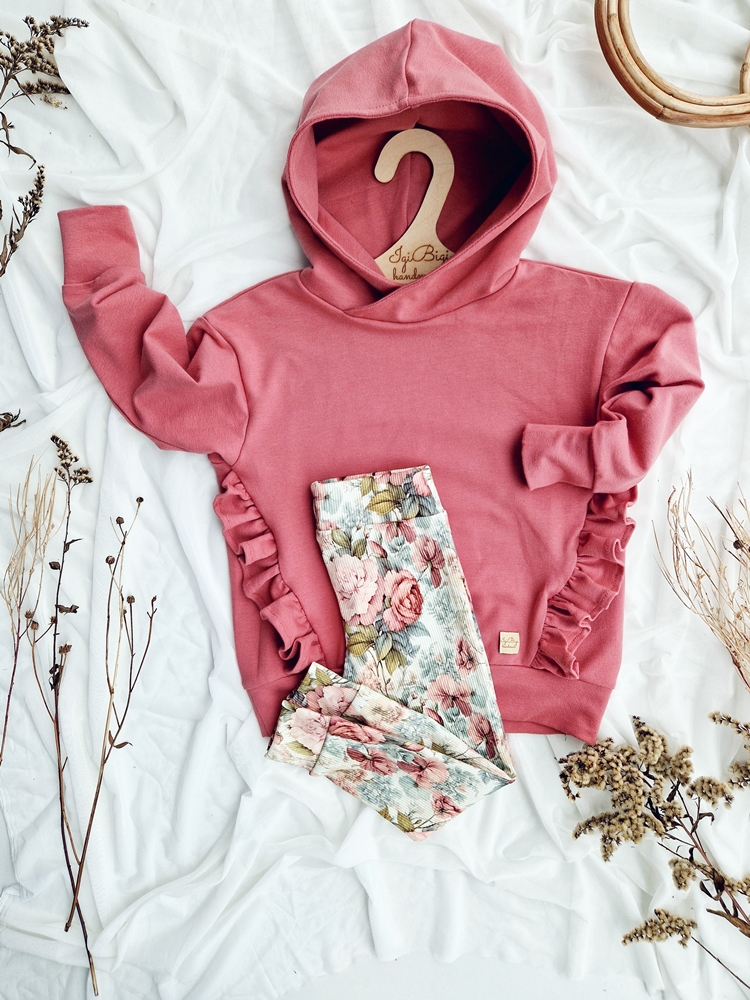 BLUZA BASIC falbanki FLORI z kapturkiem DALIA