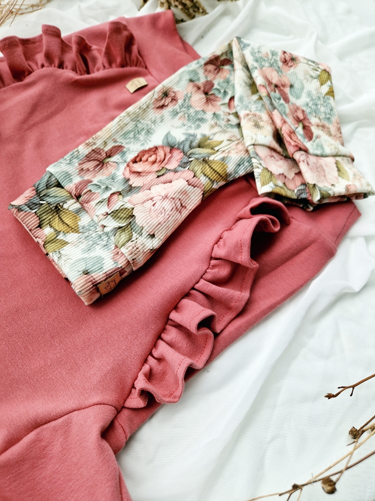 BLUZA BASIC falbanki FLORI z kapturkiem DALIA