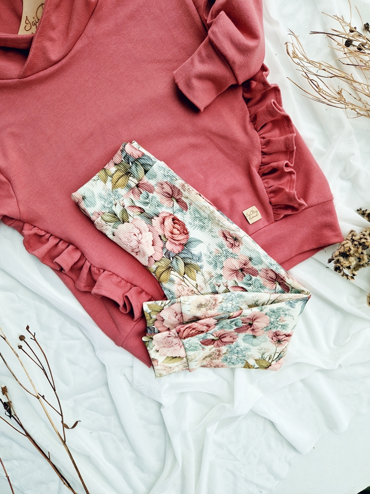 BLUZA BASIC falbanki FLORI z kapturkiem DALIA