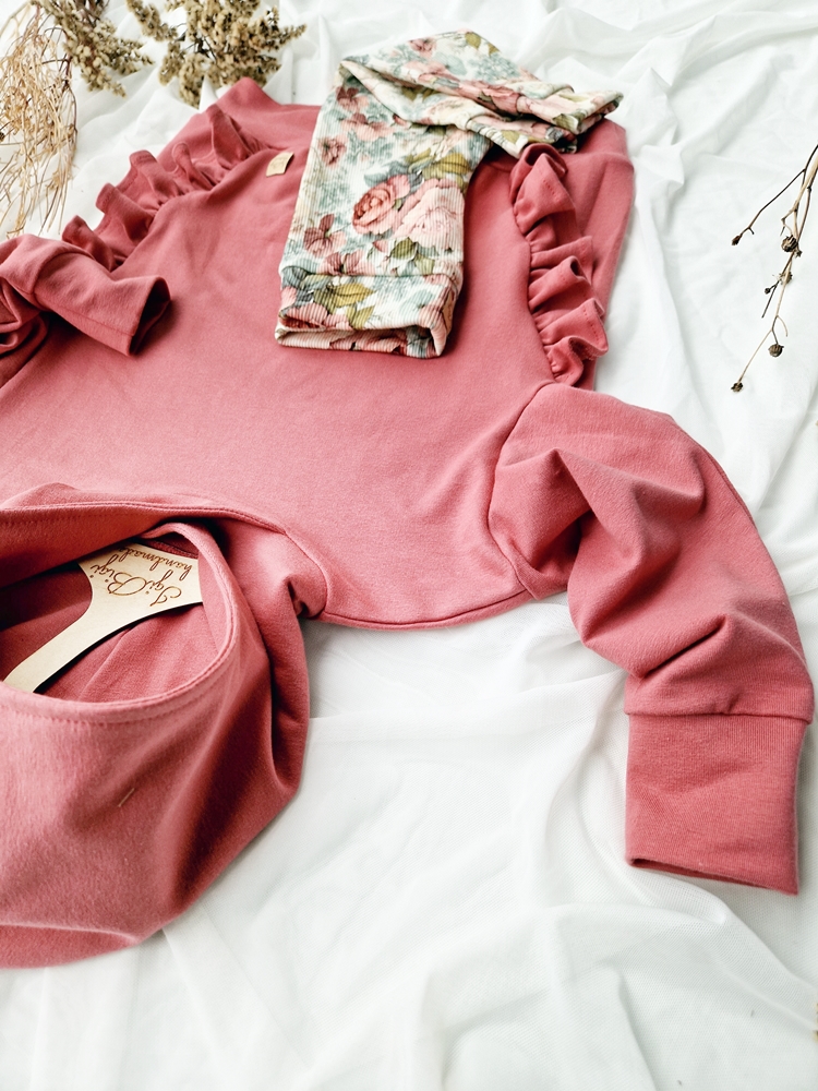 BLUZA BASIC falbanki FLORI z kapturkiem DALIA