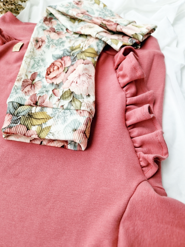 BLUZA BASIC falbanki FLORI z kapturkiem DALIA