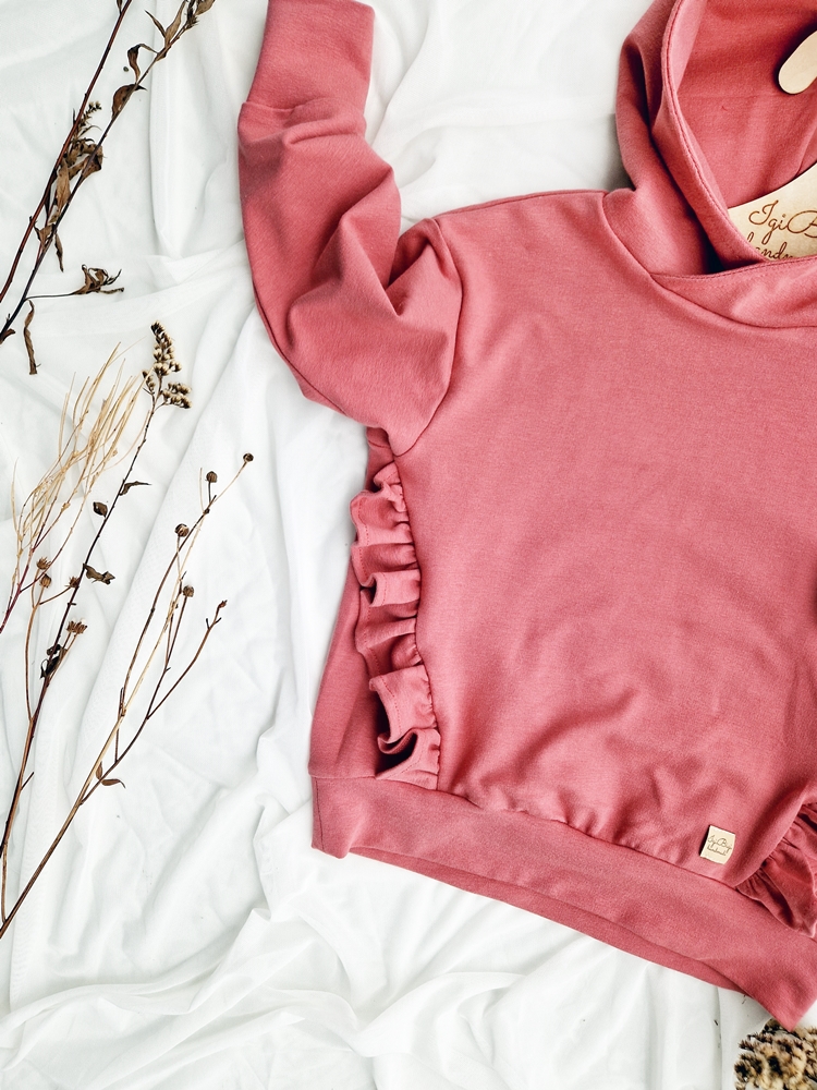 BLUZA BASIC falbanki FLORI z kapturkiem DALIA