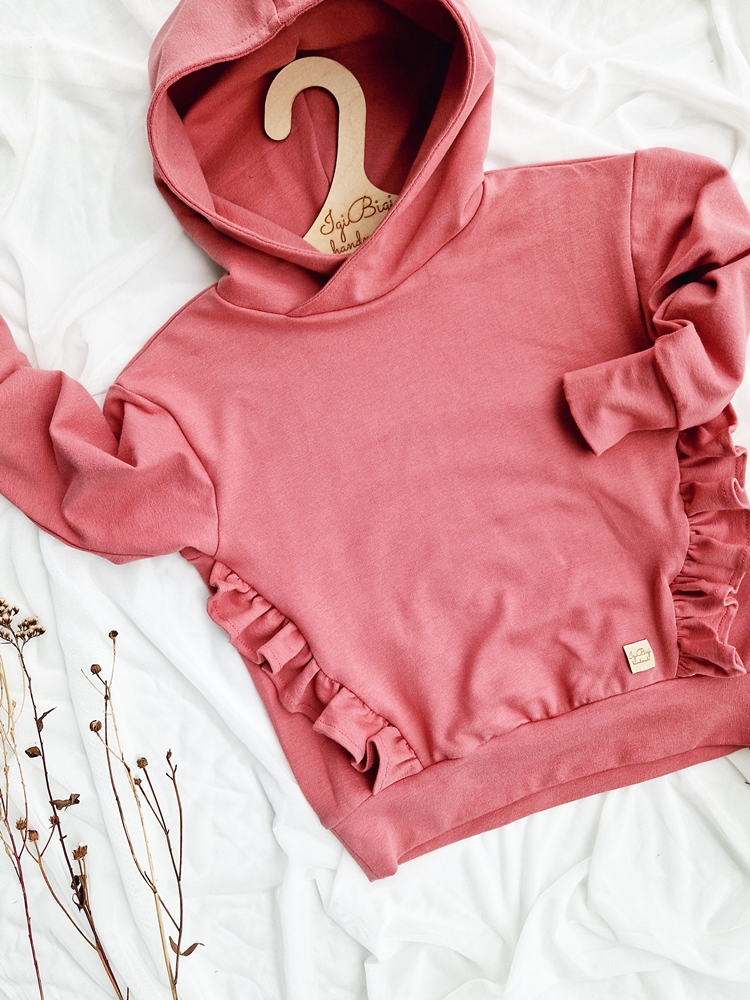 BLUZA BASIC falbanki FLORI z kapturkiem DALIA