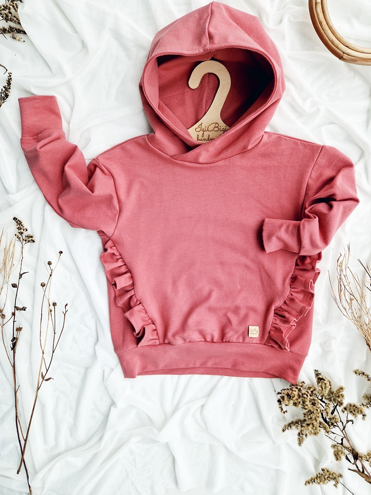 BLUZA BASIC falbanki FLORI z kapturkiem DALIA