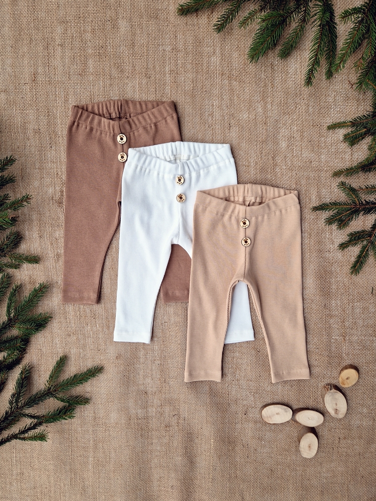 SWETEREK śmietanka +LEGGINSY GUZICZKI orzech/beż