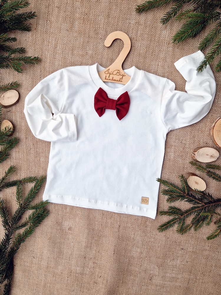 Body/  BLUZKA long chłopięcy jersey z muszką BORDO