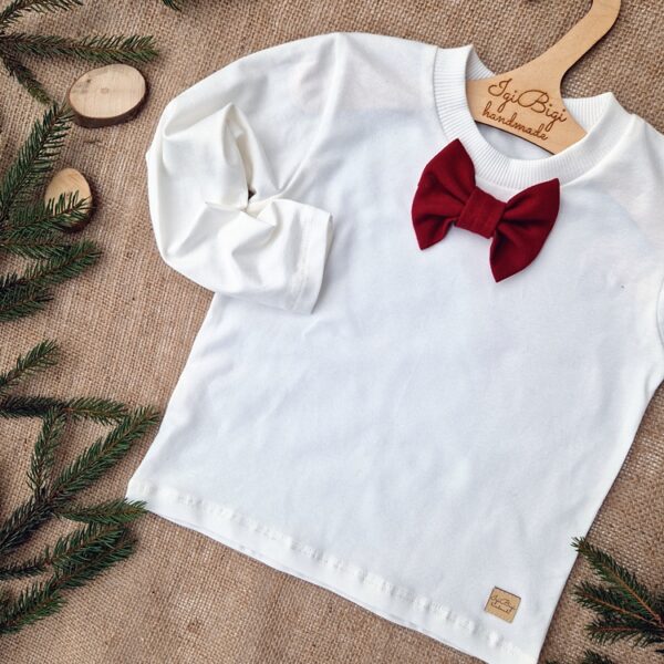 Body/  BLUZKA long chłopięcy jersey z muszką BORDO